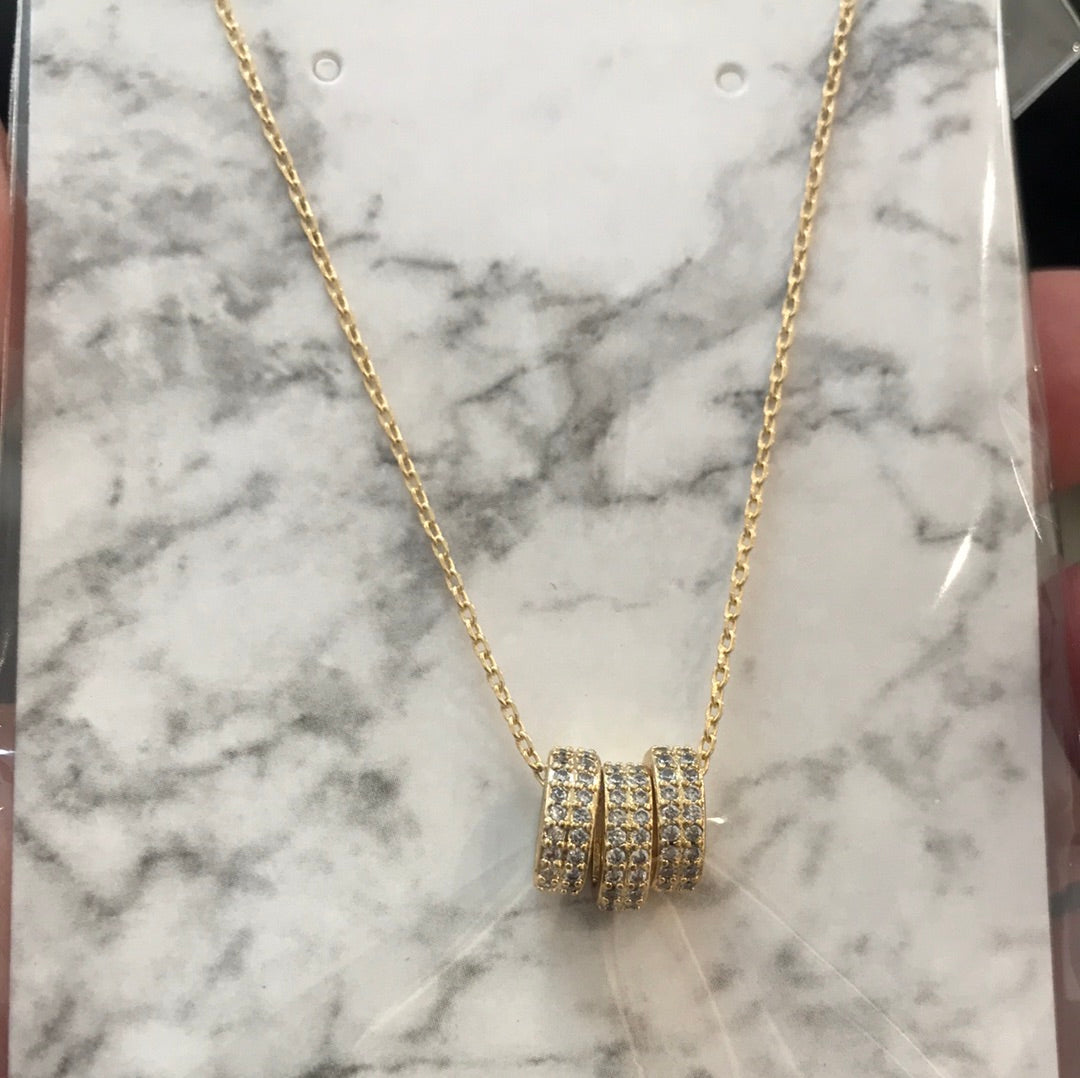 Luxe Group/Sadco- Triple Pave Loop Slider Necklace Gold