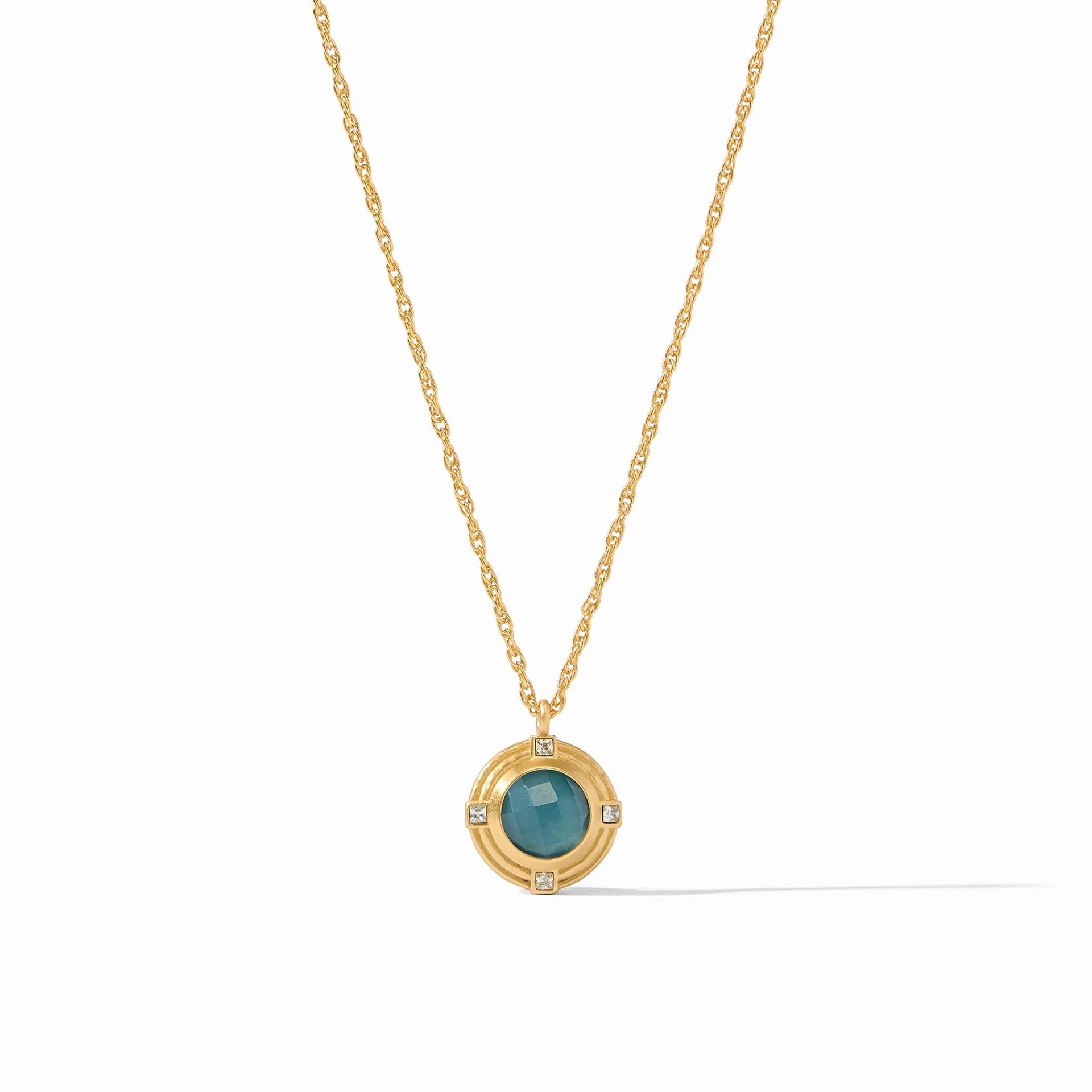 Julie Vos- Astor Solitaire Necklace Iridescent Peacock Blue