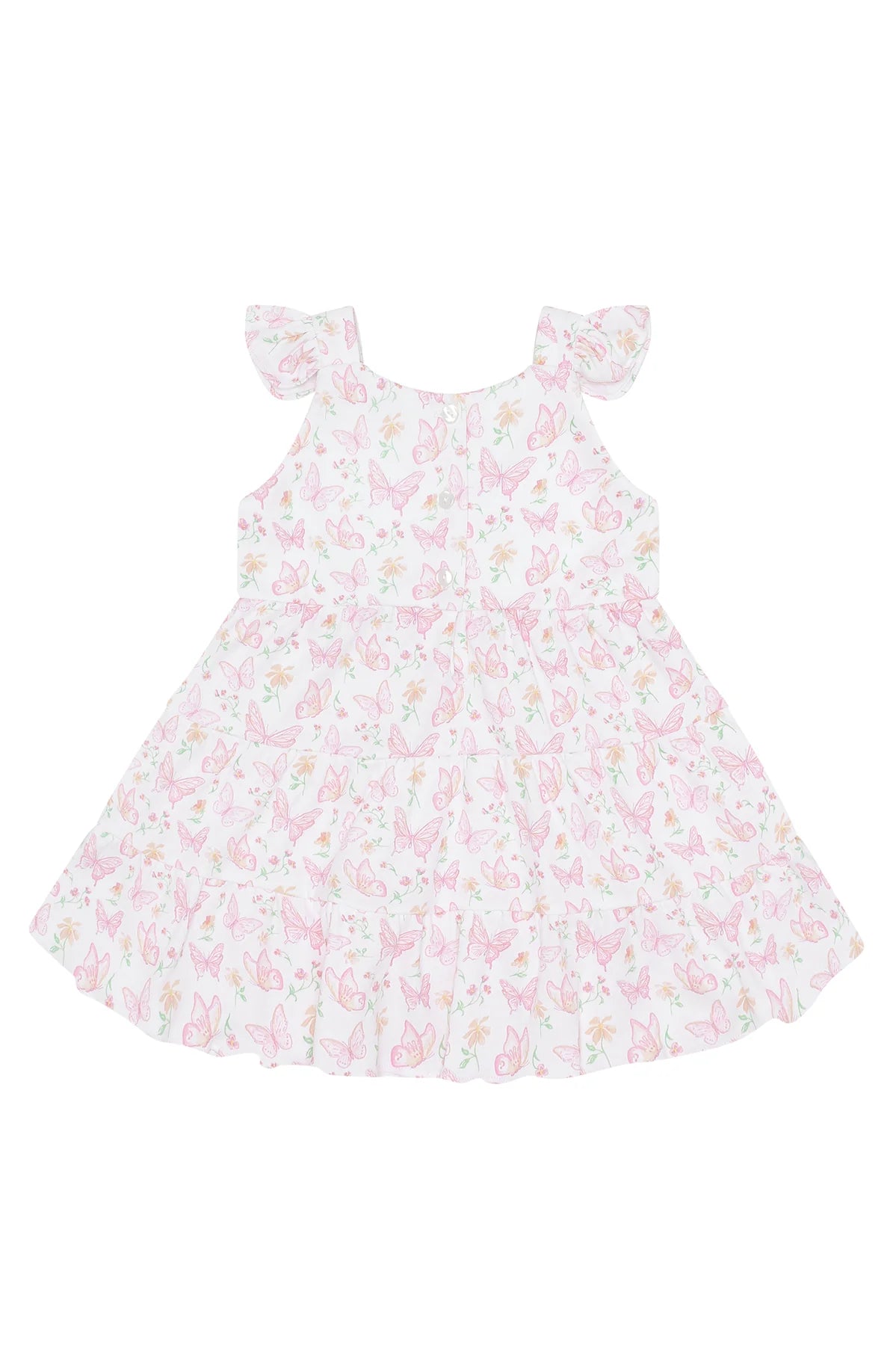 Nellapima- Butterflies Print Ruffle Dress Pink/Pink