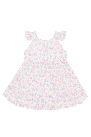 Nellapima- Butterflies Print Ruffle Dress Pink/Pink