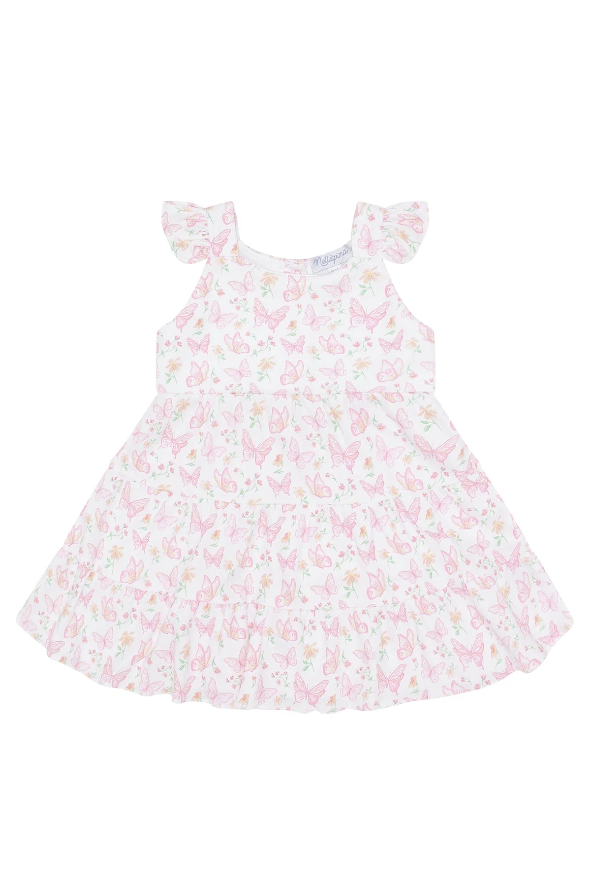 Nellapima- Butterflies Print Ruffle Dress Pink/Pink