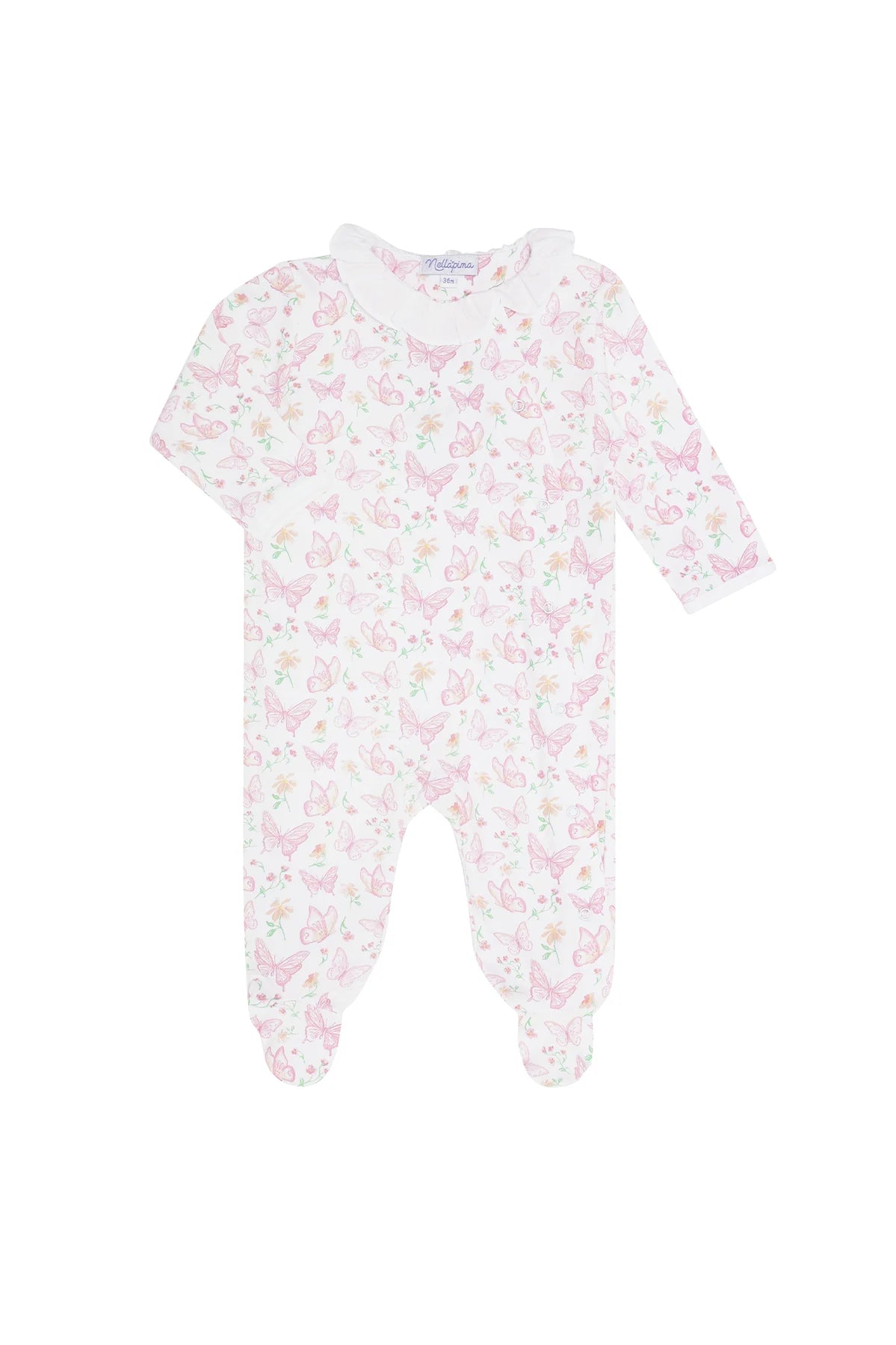 Nellapina-Butterflies Print Crossover Footies Pink/Pink