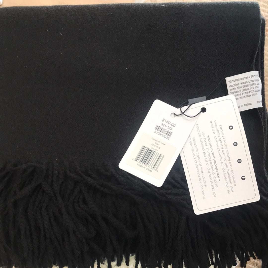 Bedford Cottage- Edinburgh Black Throw 50x68