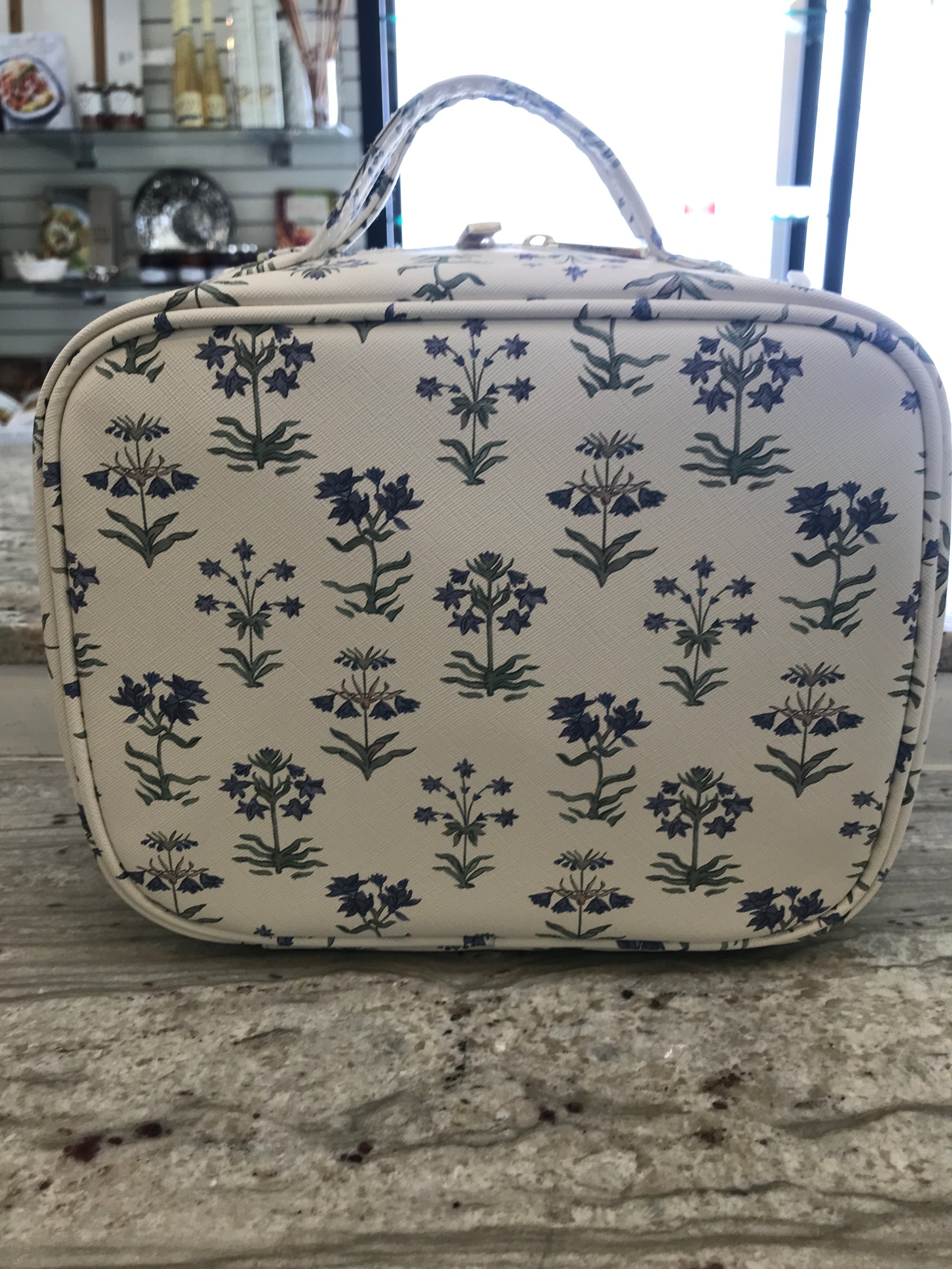 Trvl Design- LUXE PROVENCE COSMETIC CASE WITH GREEN PINSTRIPE LINER