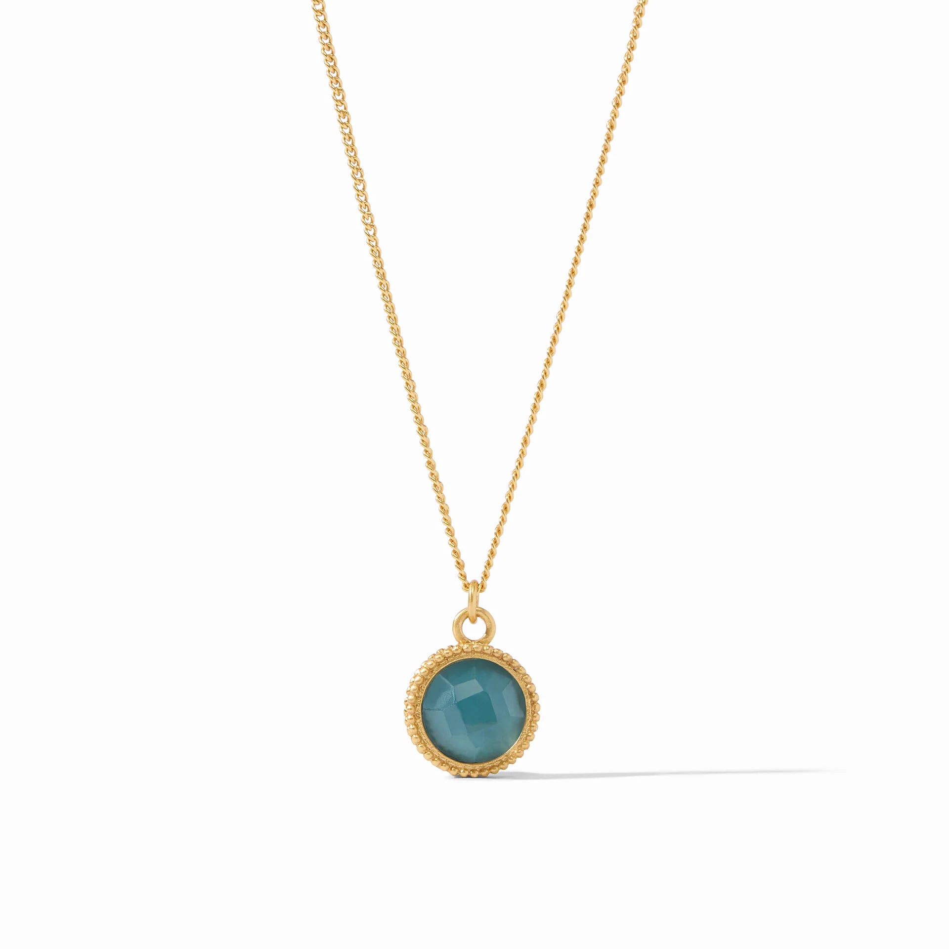 Julie Vos- Fleur -de -Lis Solitaire Necklace Iridescent Peacock Blue