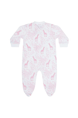 Nellapima- Pink Giraffe Print Zipper Footie Pink/Pink