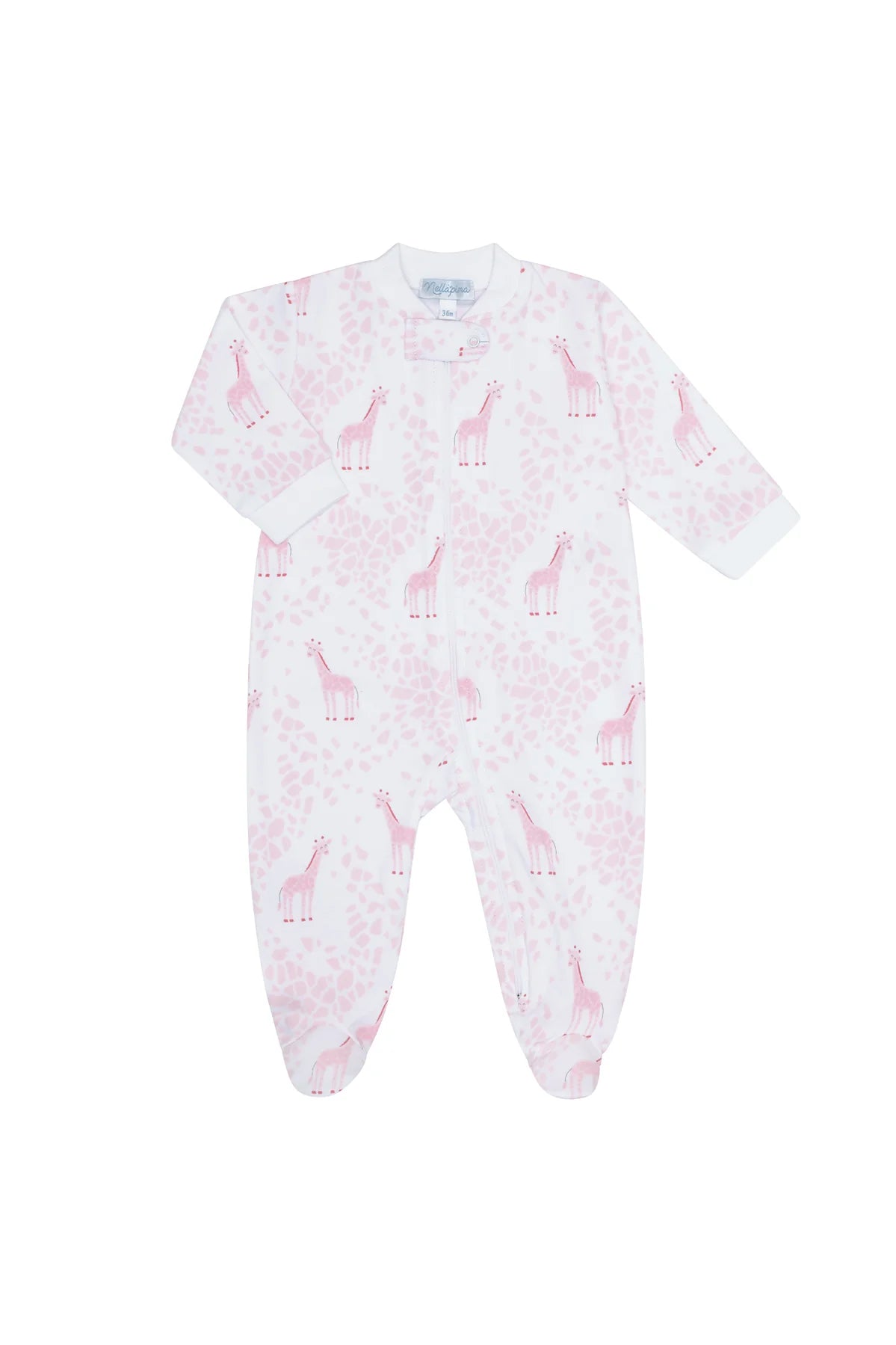 Nellapima- Pink Giraffe Print Zipper Footie Pink/Pink