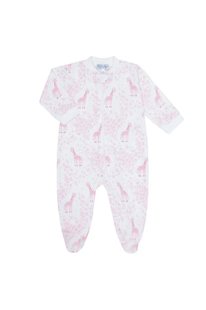 Nellapima- Pink Giraffe Print Zipper Footie Pink/Pink