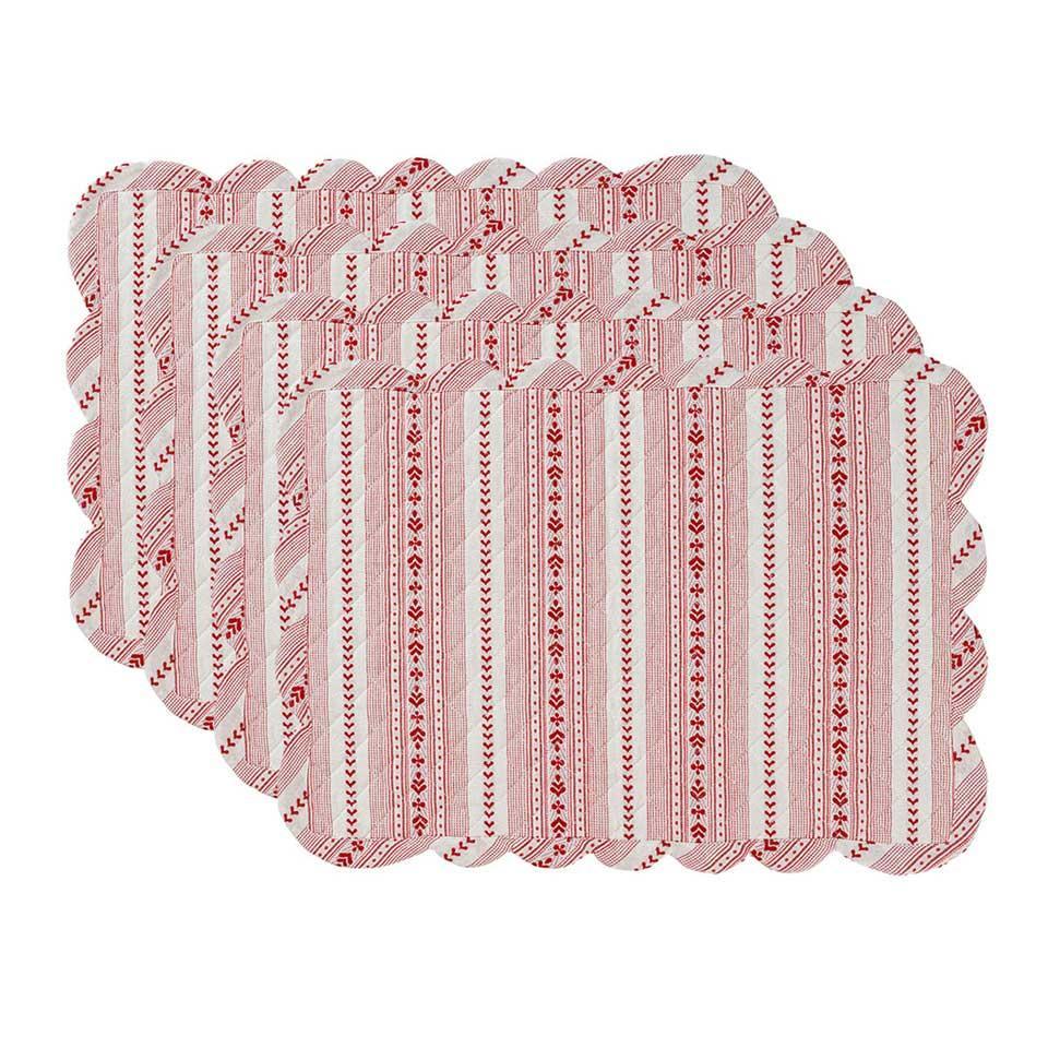 Juliska- Villa Stripe Quilted Placemat- Red/White