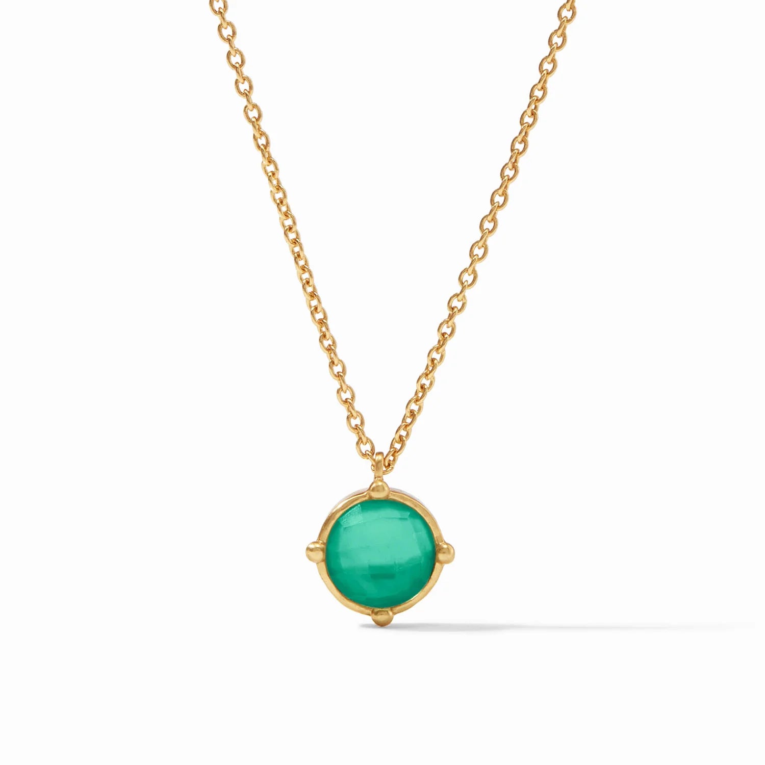 Julie Vos- Honeybee Solitaire Necklace Iridescent Emerald Green