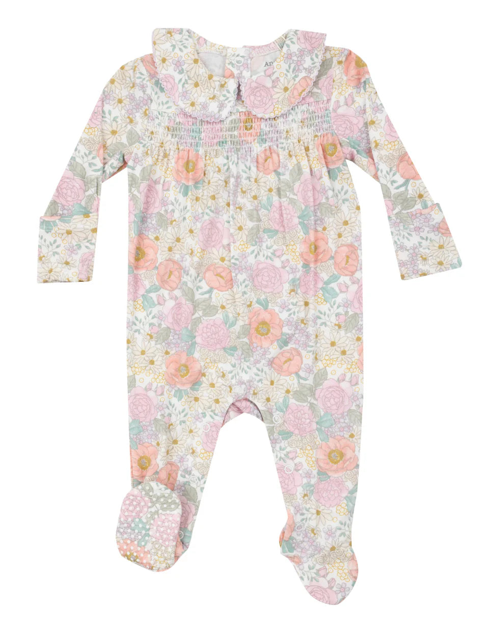 Angel Dear- Peonies and Roses Smocked Peter Pan Footie