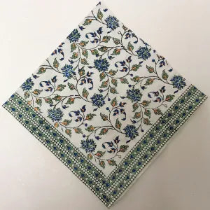 Natural Habitat- Country Garden Green/Blue Block Napkin