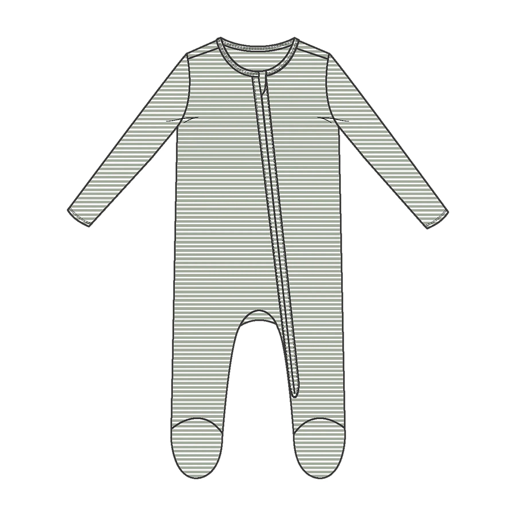 Angel Dear- Desert Green Stripe 2 Way Zipper Footie