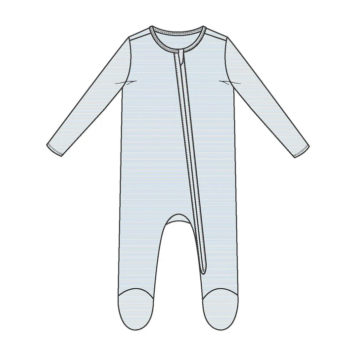 Angel Dear- Light Blue Stripe 2 Way Zipper Footie