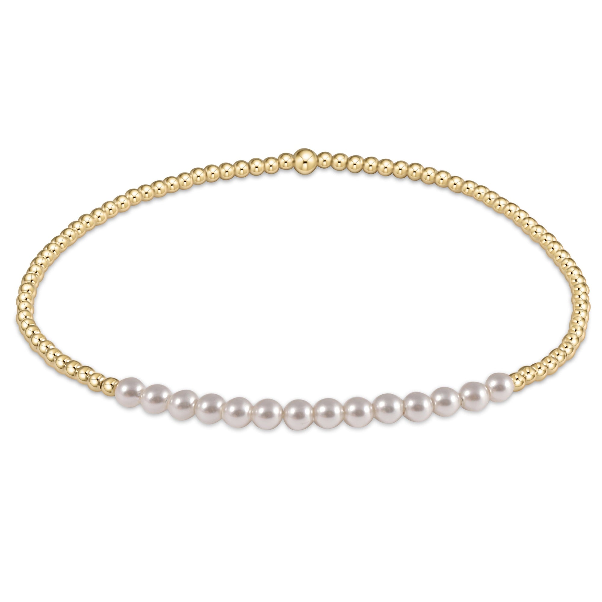 Gold Bliss 2mm bead bracelet - pearl