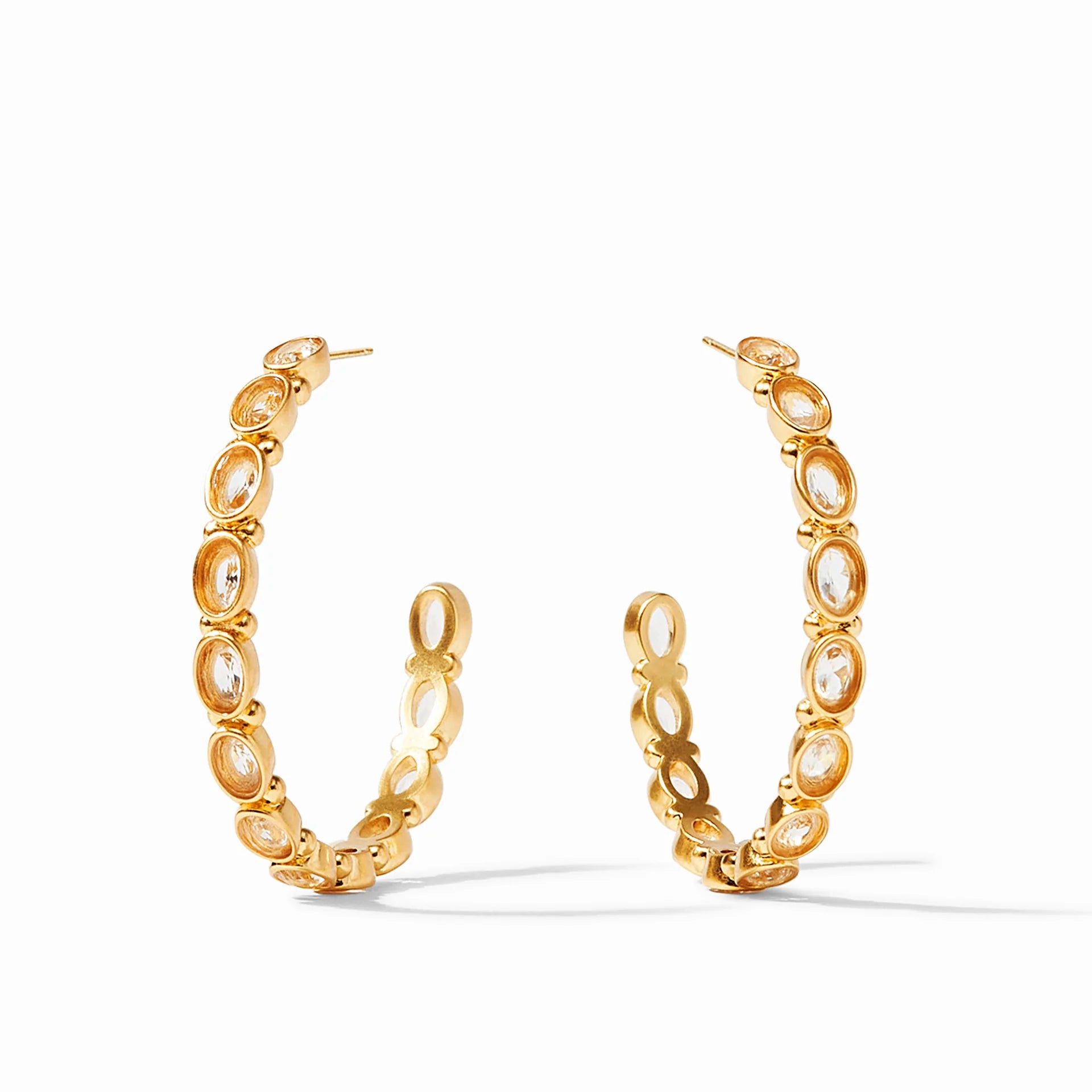 Julie Vos- Mykonos Hoop Gold Clear Crystal Large