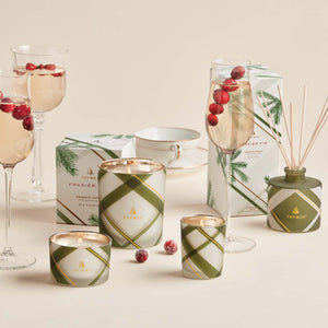 Thymes- Frasier Fir Large Frosted Plaid Candle 3 WICK