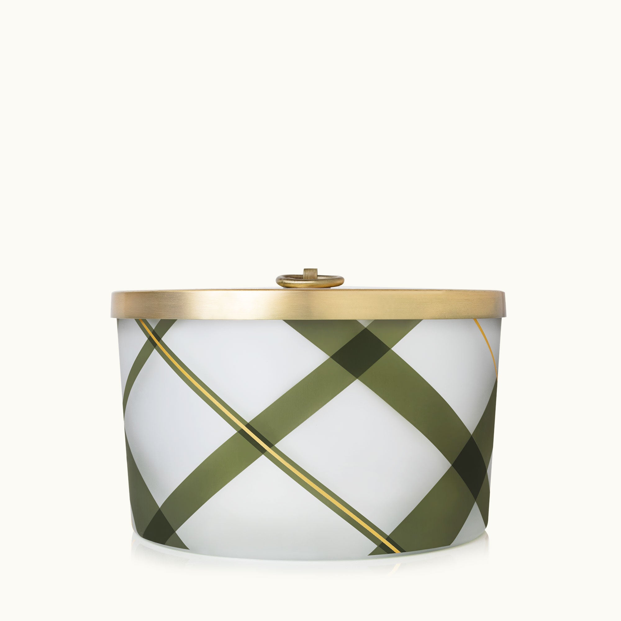 Thymes- Frasier Fir Large Frosted Plaid Candle 3 WICK