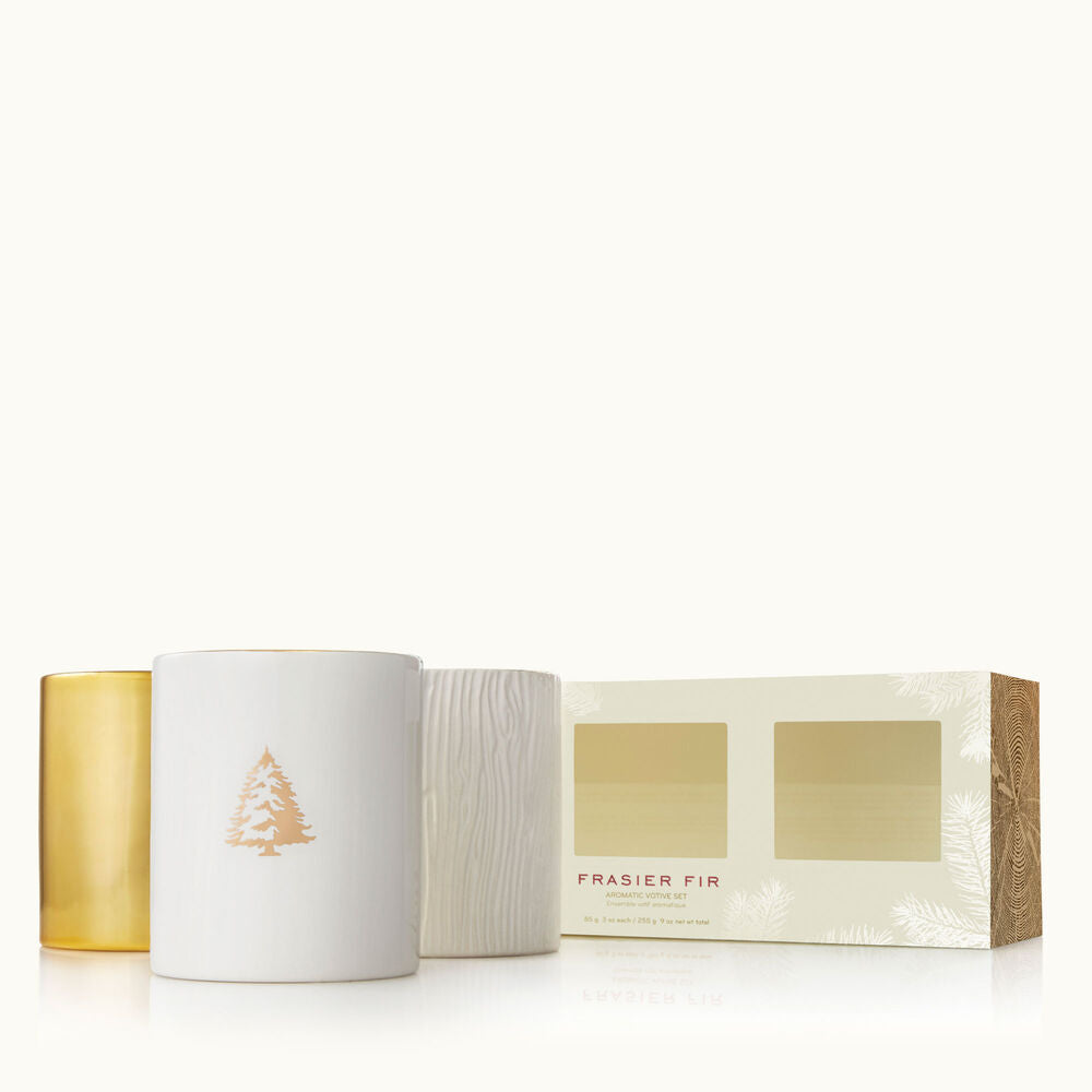 Thymes- Frasier Fir Gilded Poured Candle Trio Set